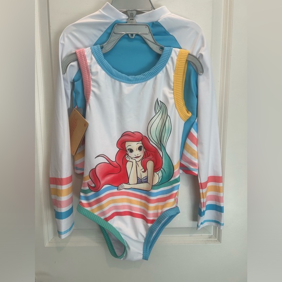 NWT Disney The Little Mermaid one piece with rash guard - Picture 2 of 5